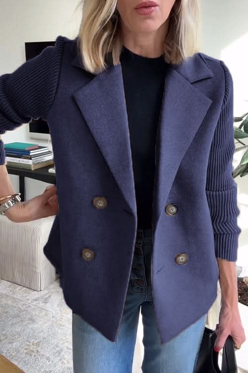Women's Tailored Knit Double-Breasted Blazer