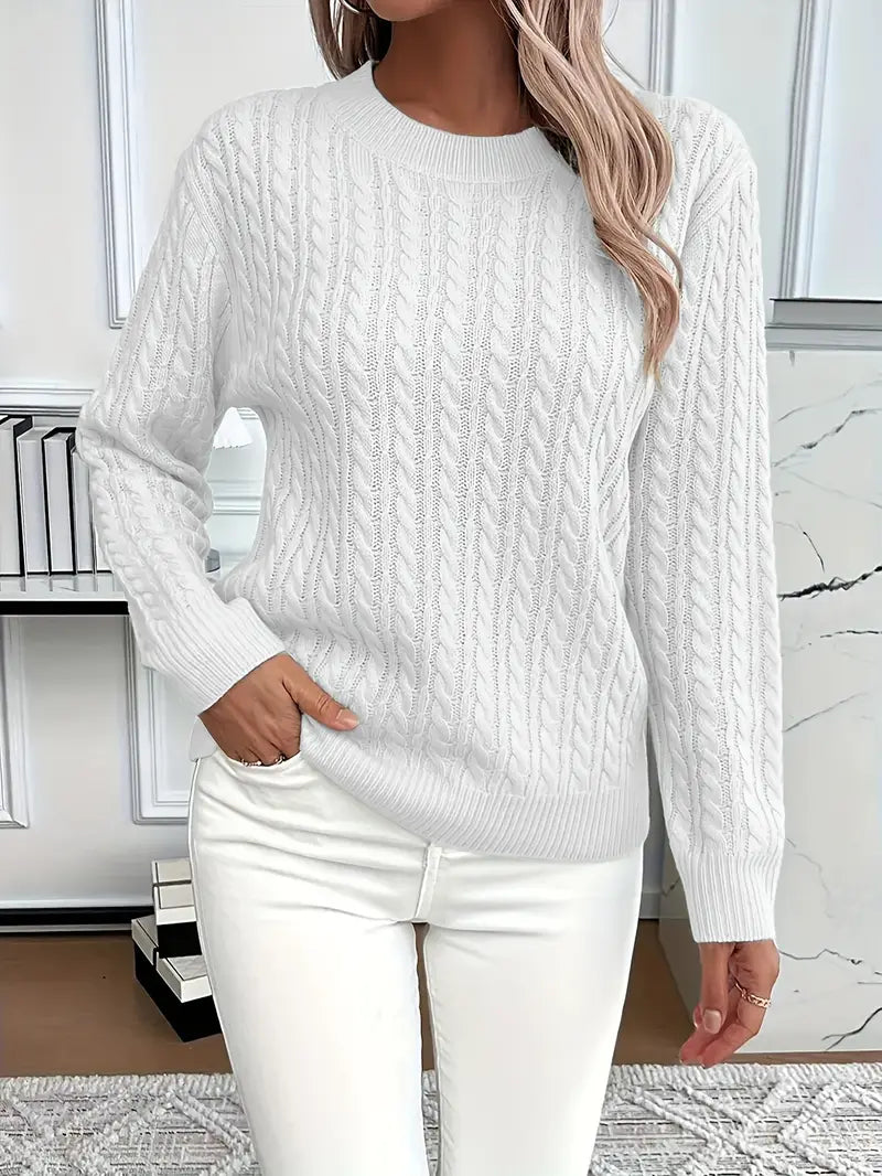 Women's Cable Knit Sweater Relaxed Fit