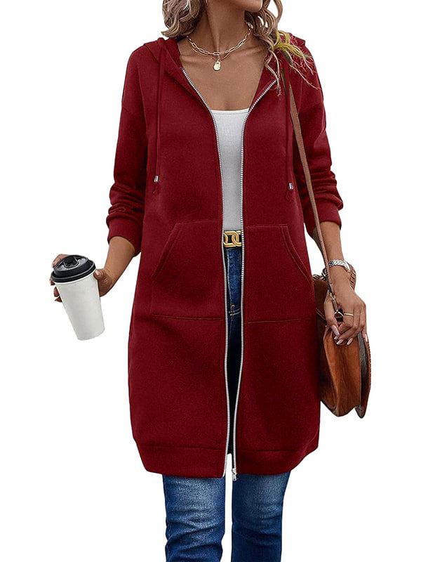 Women's Knee Length Long Zip Hoodie