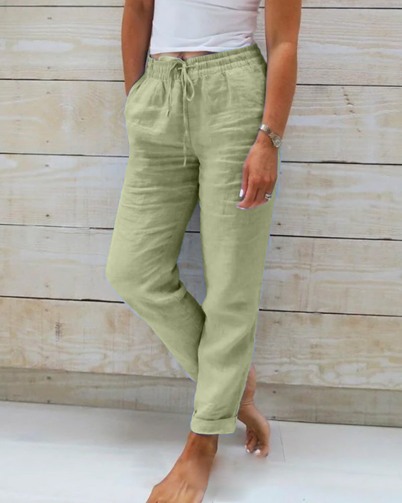 Women’s Relaxed Drawstring Casual Pants with Pockets