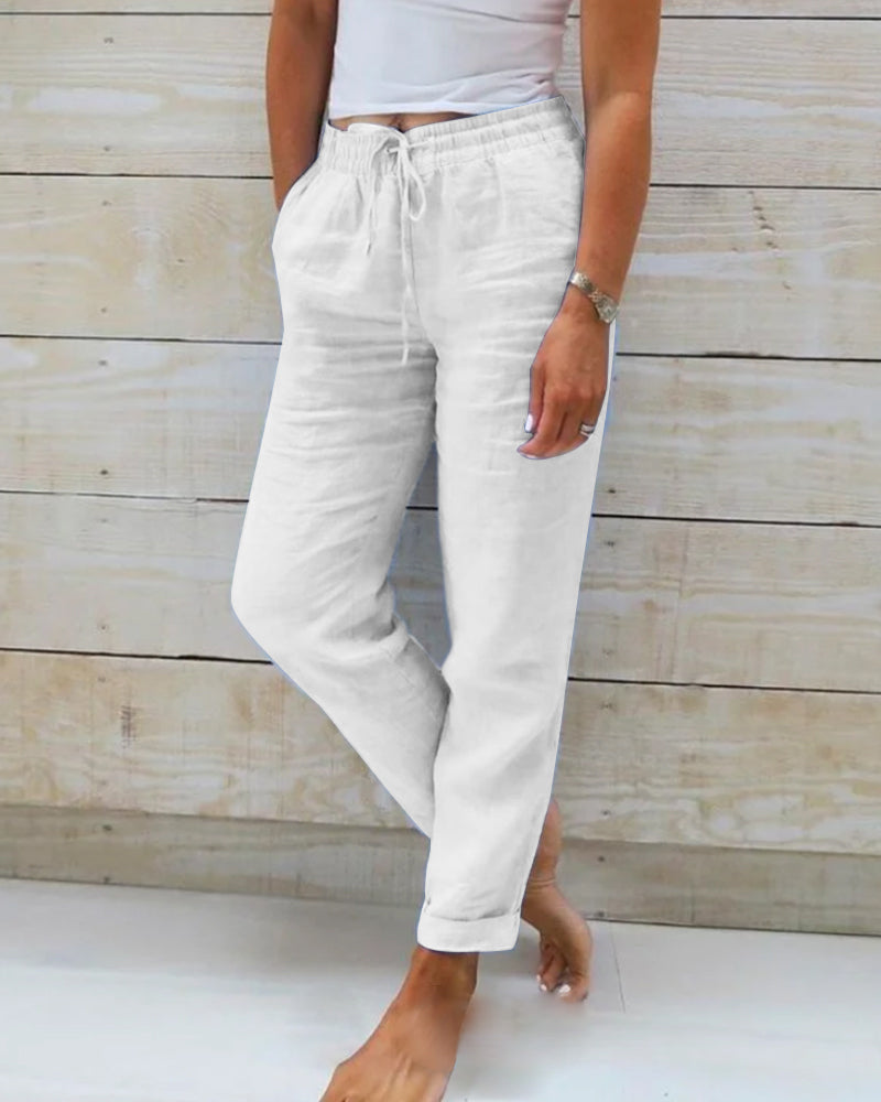Women’s Relaxed Drawstring Casual Pants with Pockets