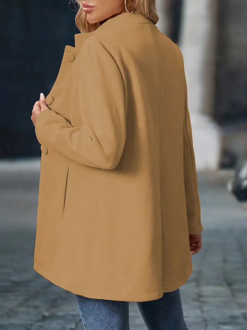 Women’s Classic Button Front Coat with Side Pockets