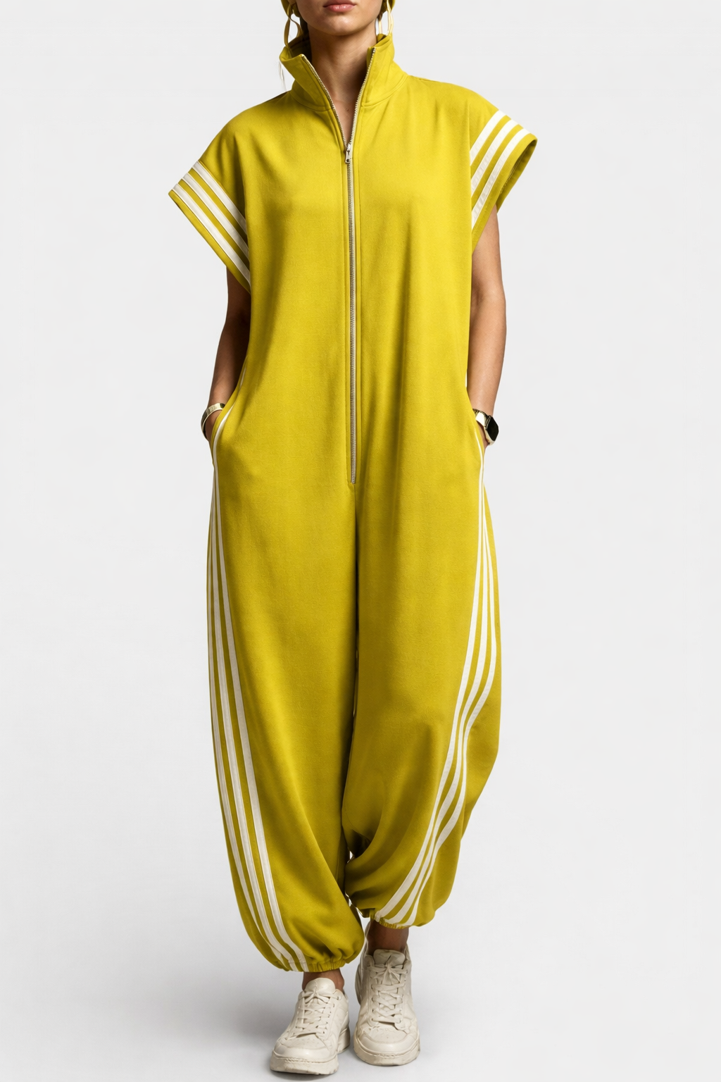 Women's Sleeveless Zip Neck Jumpsuit