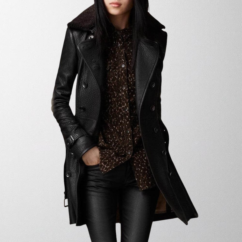 Women's Double-Breasted Long Trench Coat