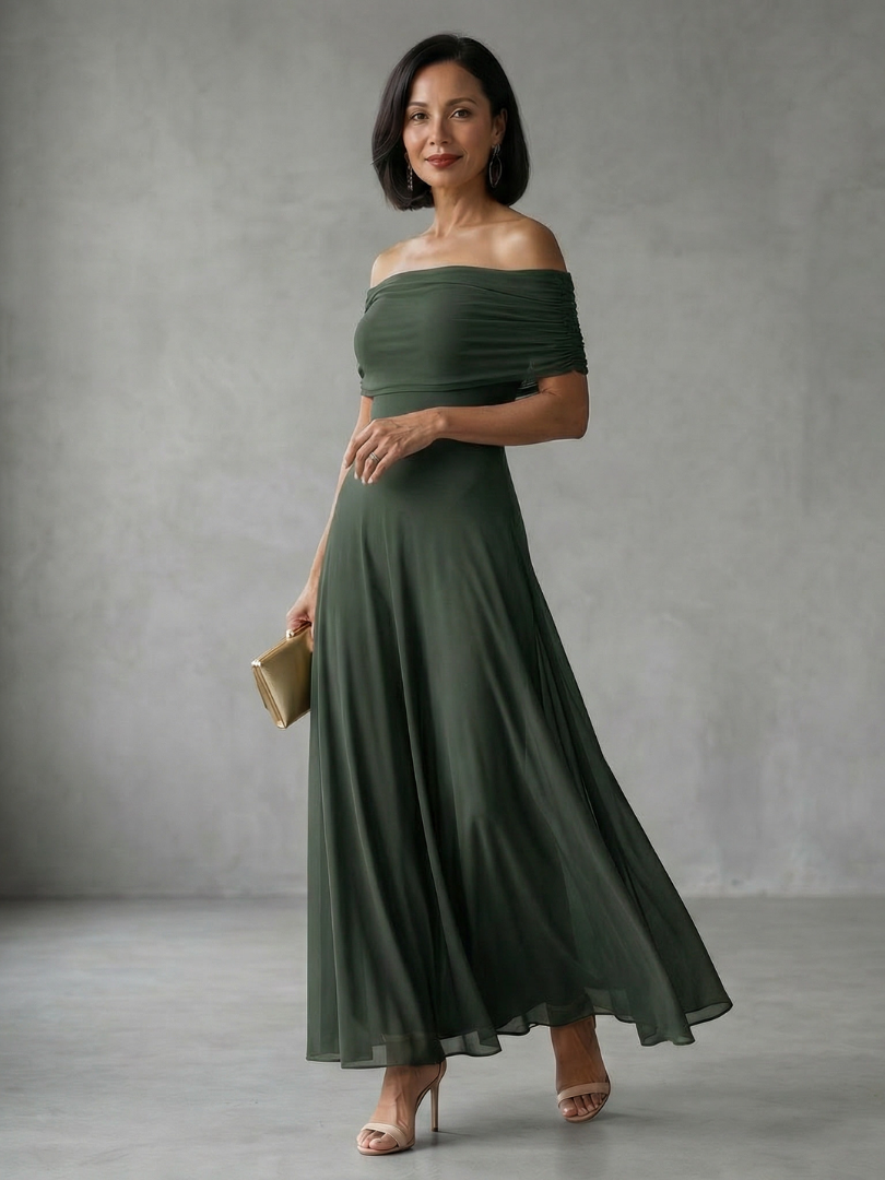 Women's Off-Shoulder Flowy Maxi Dress
