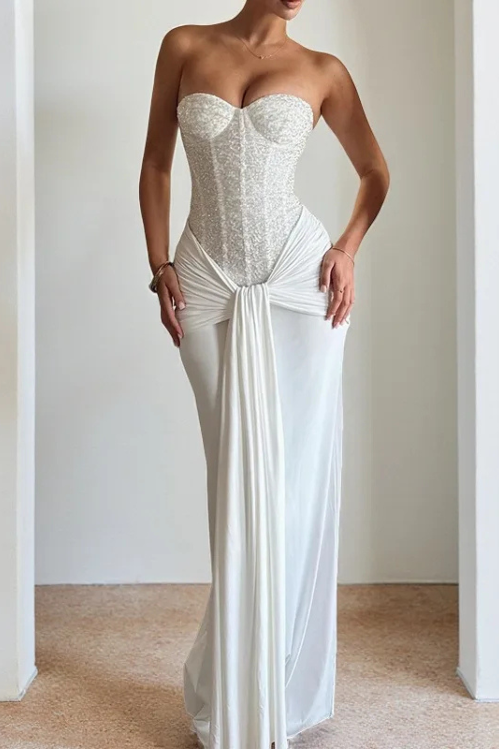 Women’s Strapless Corset Maxi Dress for Elegant Evening Glamour