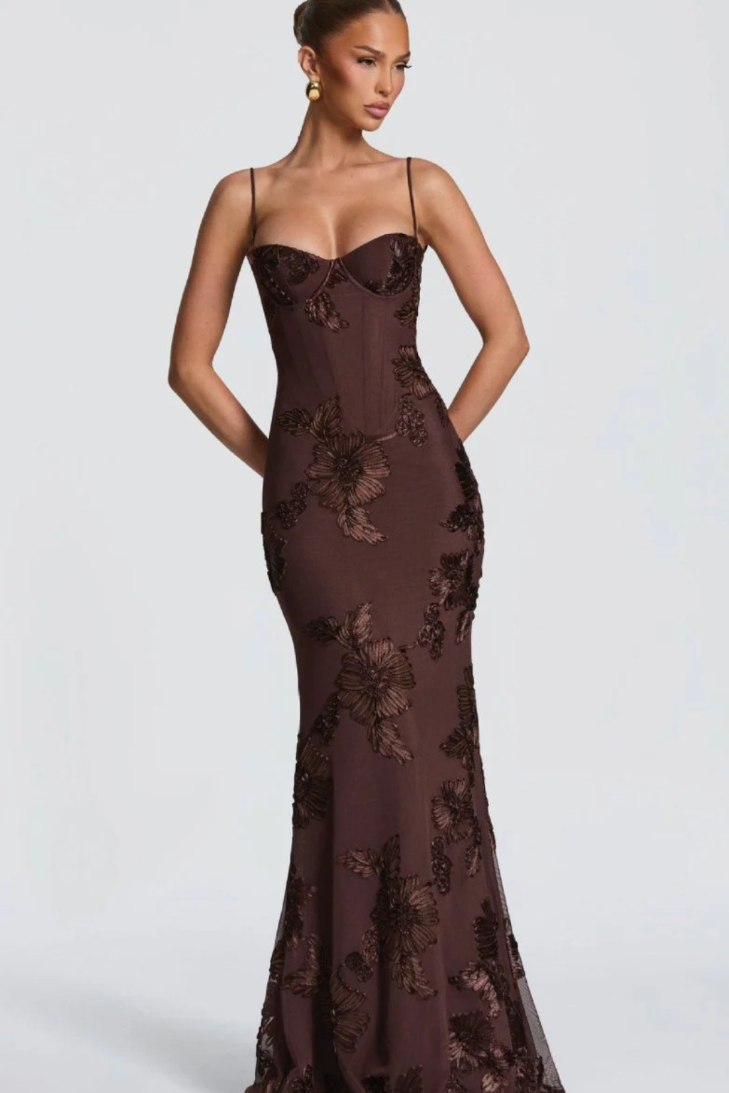 Women’s Embroidered Mermaid Maxi Evening Dress
