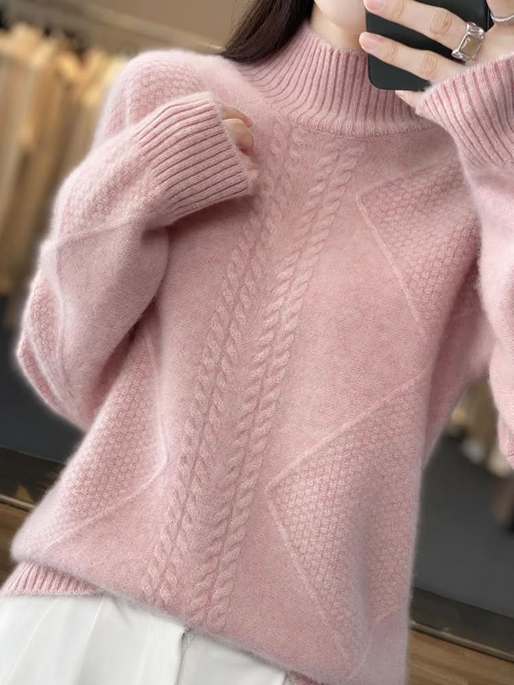 Women's Cozy Cable Knit Turtleneck Sweater