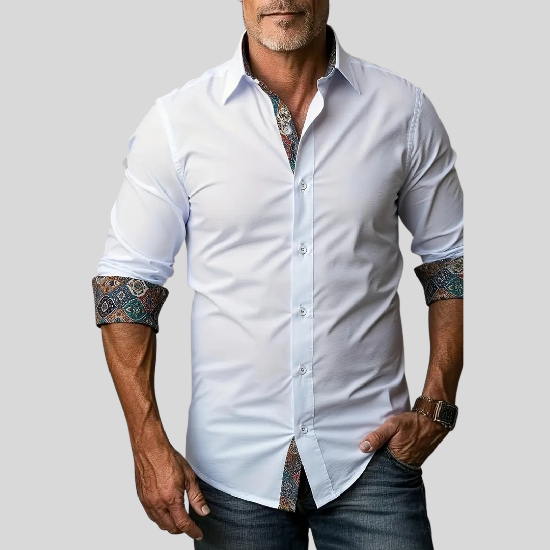 Men's Tailored Button-Up Shirt with Contrast Details