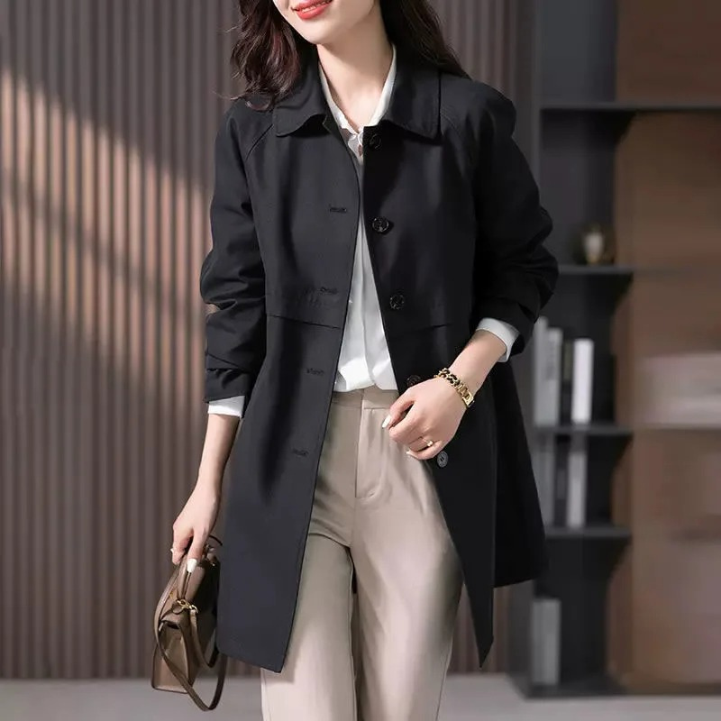 Modern Women's Trench Coat with Single Button