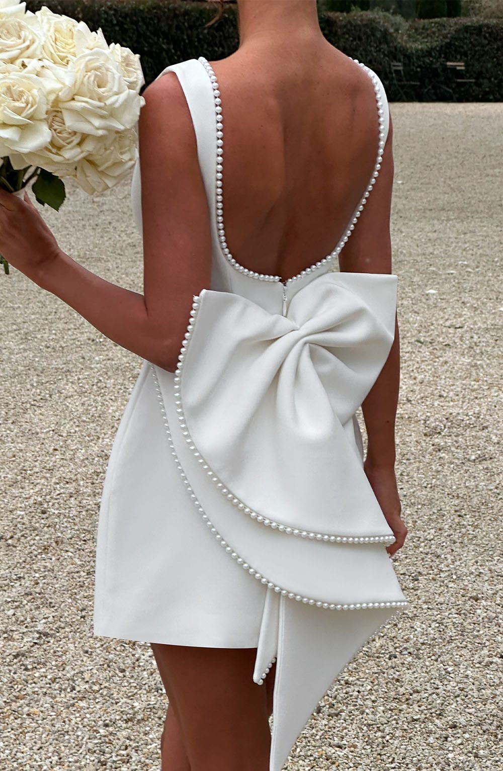 Women’s Open Back Bow Detail Mini Dress for Parties and Special Occasions