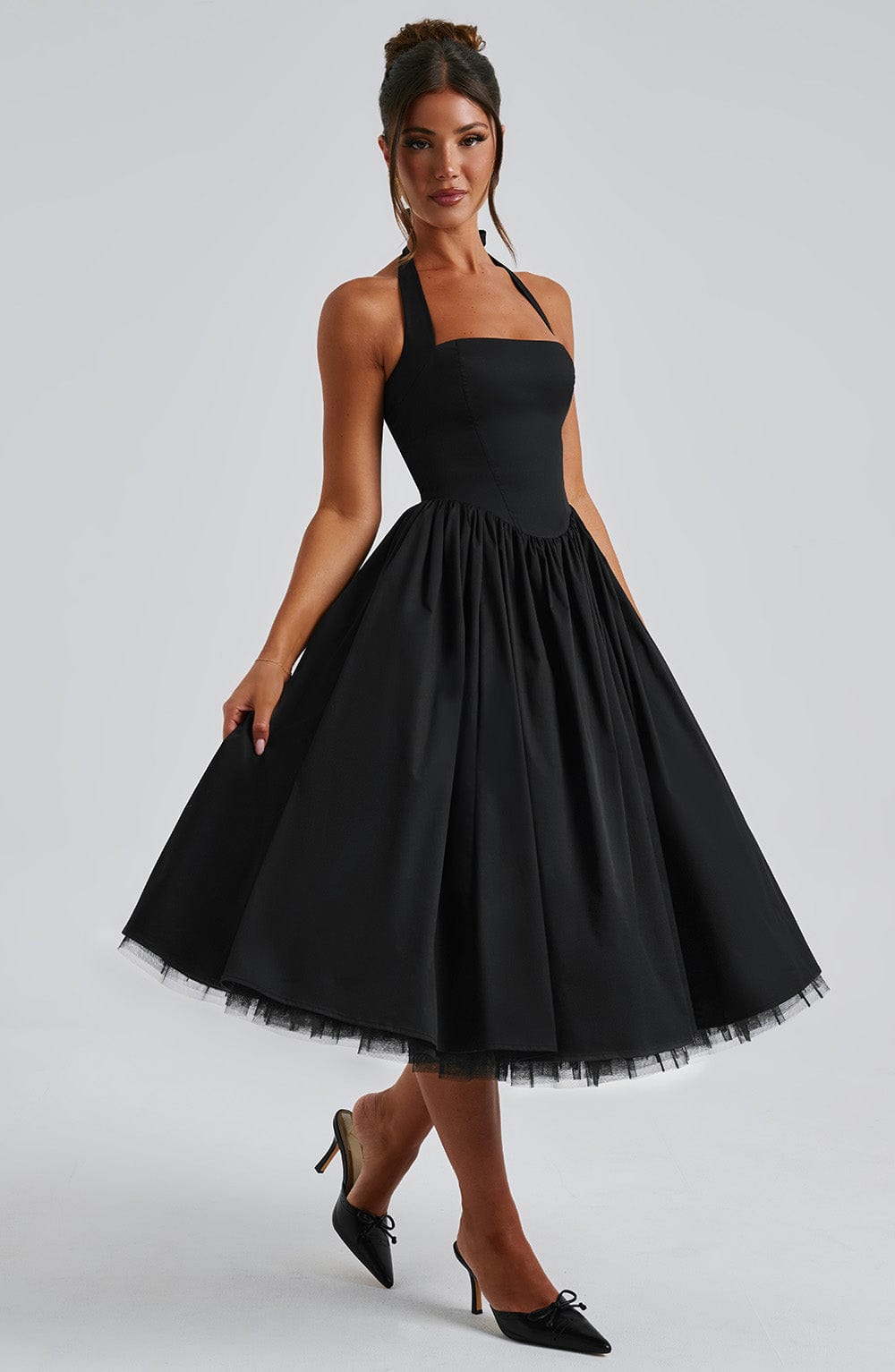 Women’s Halter Neck Midi Dress for Weddings, Parties and Special Occasions