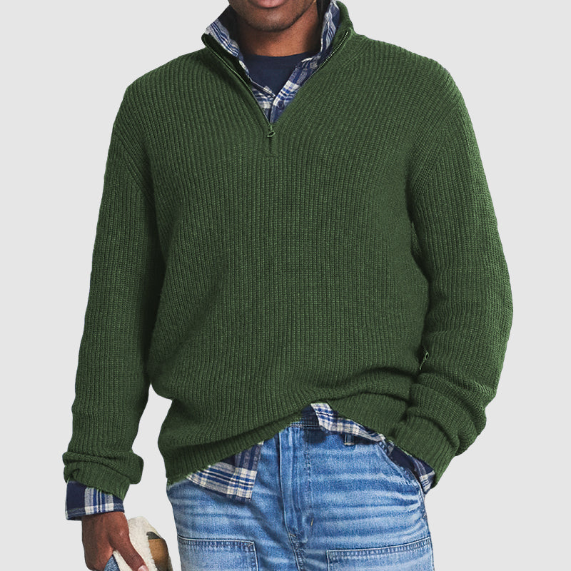 Elegant Men's Cashmere Pullover with Zipper in Business-Casual Style