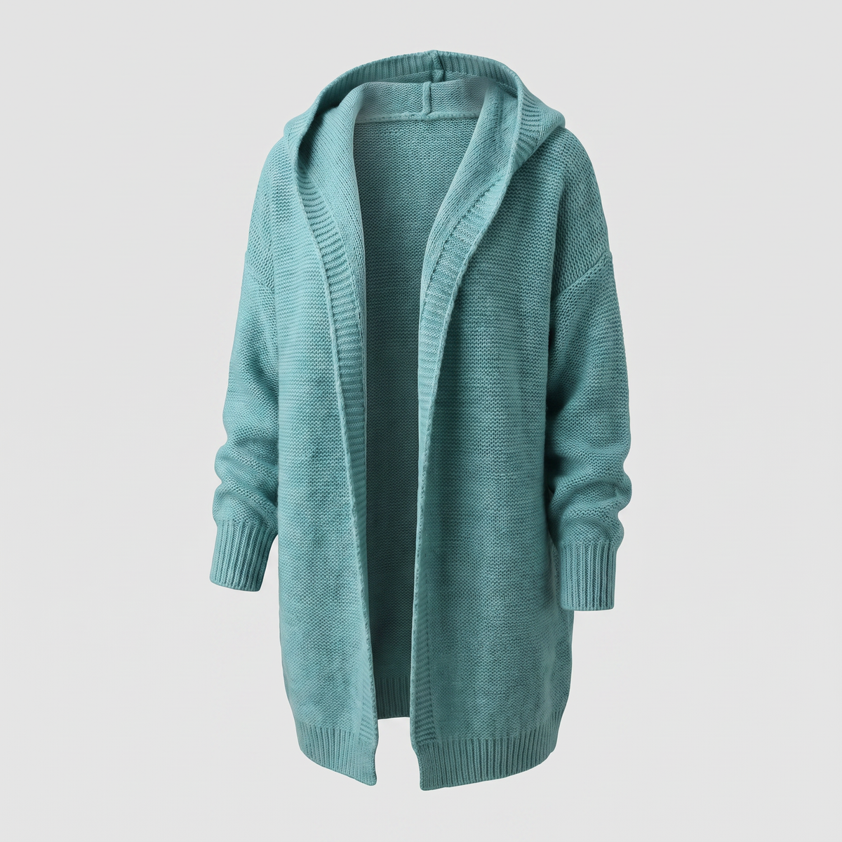 Women's Chunky Knit Hooded Open Front Cardigan