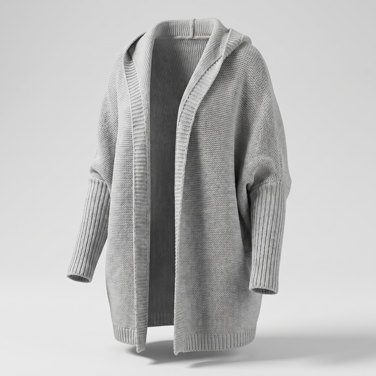 Women's Chunky Knit Hooded Open Front Cardigan