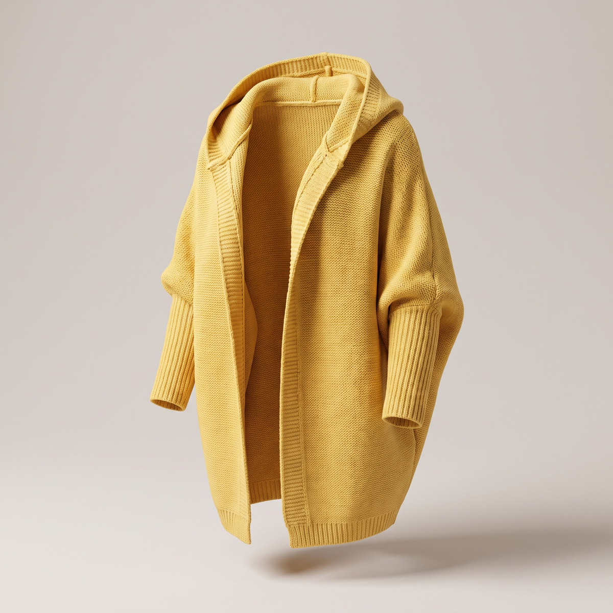 Women's Chunky Knit Hooded Open Front Cardigan