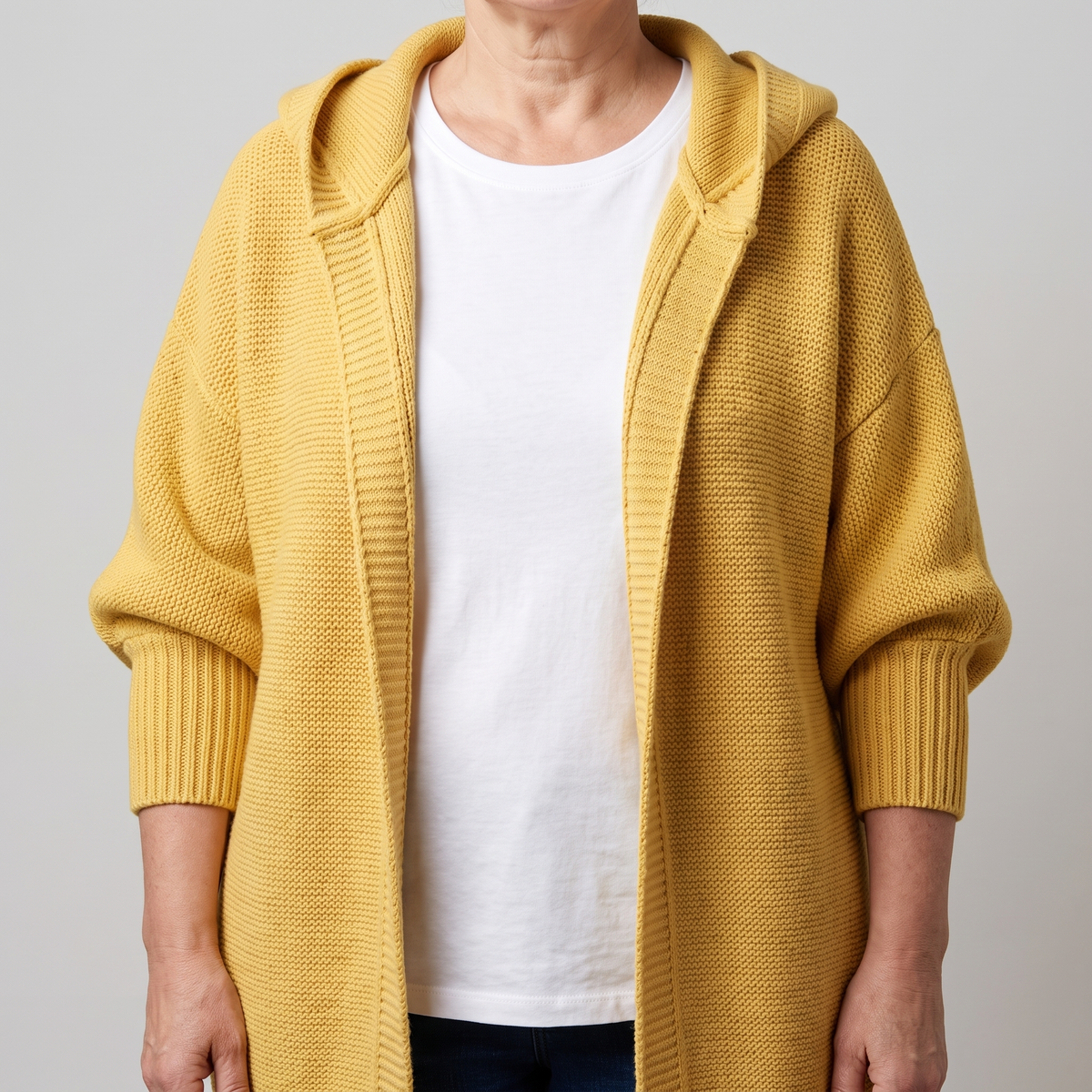 Women's Chunky Knit Hooded Open Front Cardigan