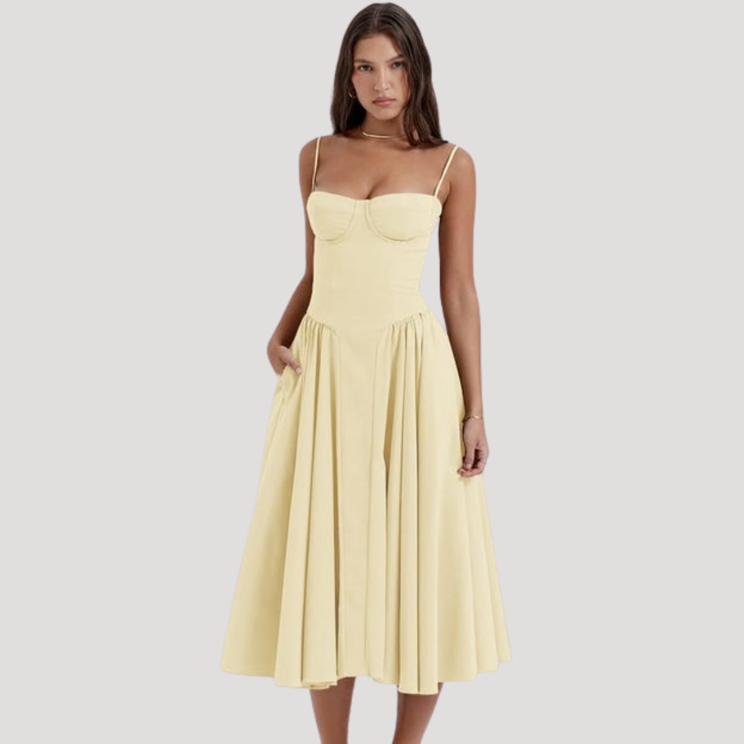 Women's Corset Bodice Midi Dress