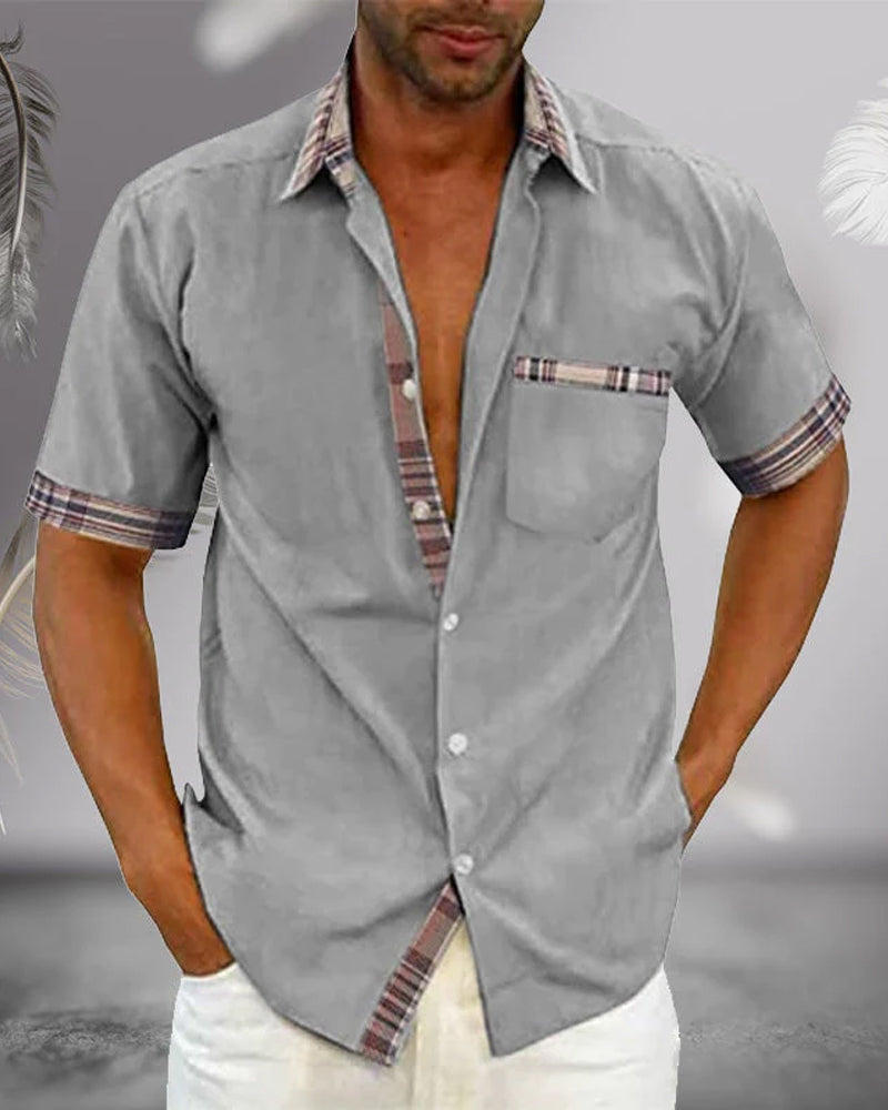 Men's Classic Short-Sleeve Shirt with Tailored Slim Fit