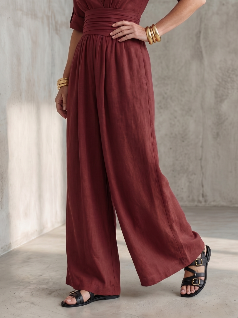 Women's Cross Front Wide Leg Jumpsuit