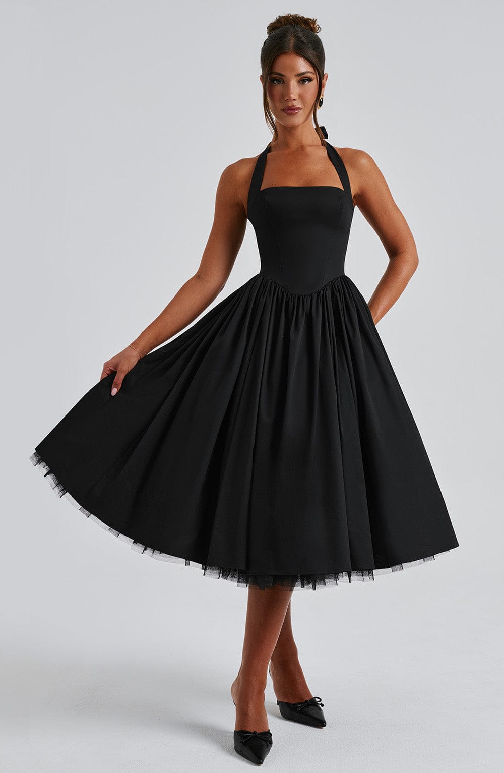 Women’s Halter Neck Midi Dress for Weddings, Parties and Special Occasions