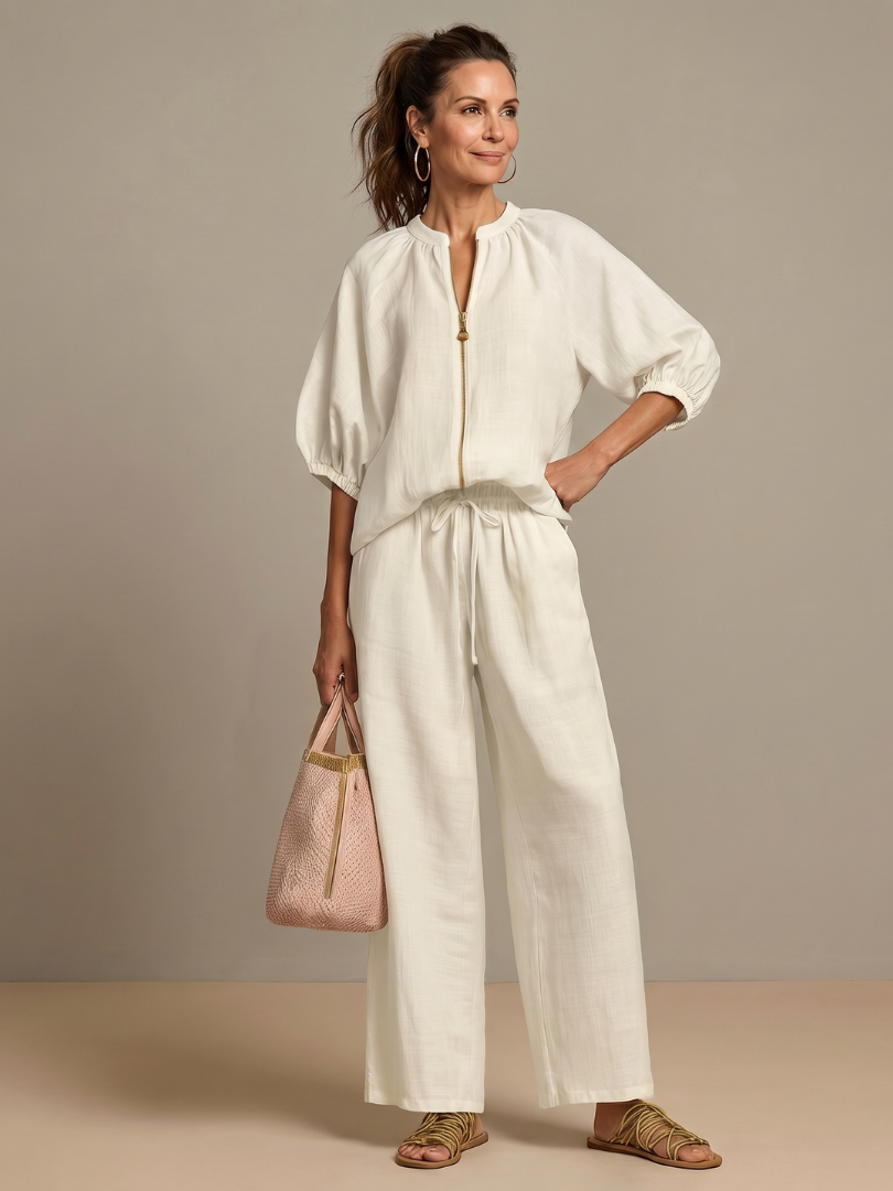 Women's Relaxed Zip-Up Two-Piece Set