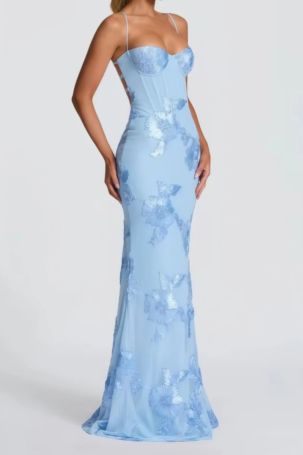 Women’s Embroidered Mermaid Maxi Evening Dress