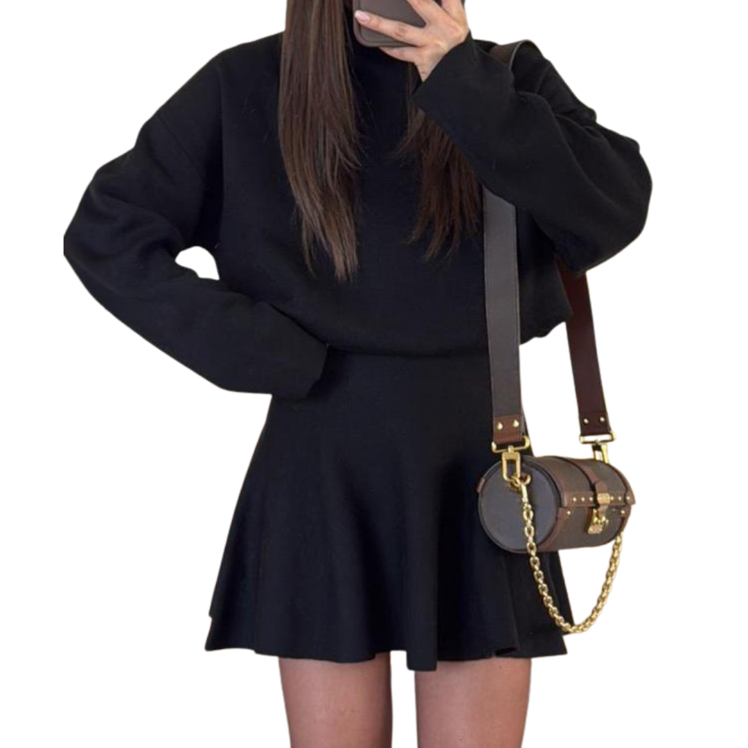 Women's Half-High Neck Knit Sweater Dress