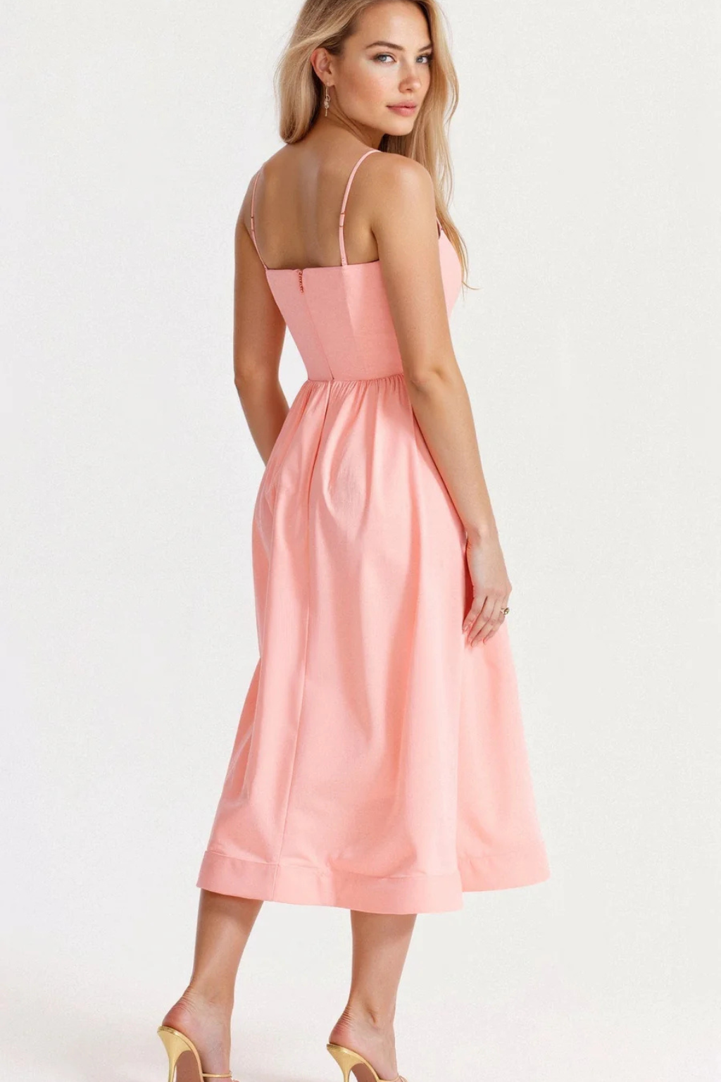 Sleeveless Midi Dress for Women with Flowy Feminine Silhouette