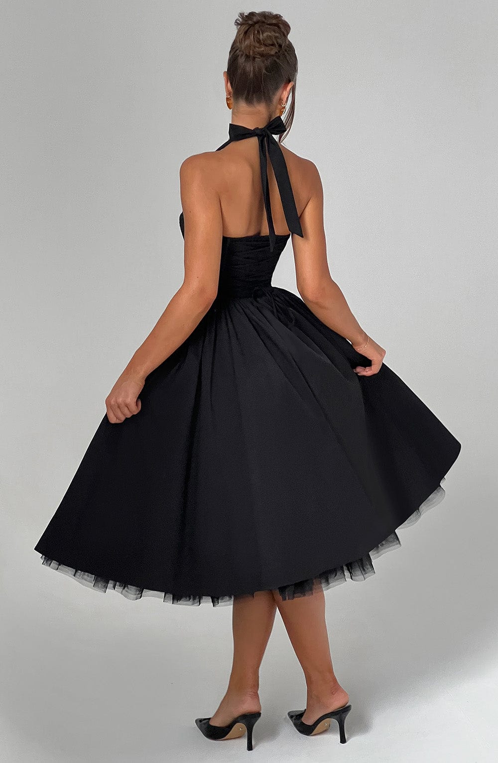 Women’s Halter Neck Midi Dress for Weddings, Parties and Special Occasions