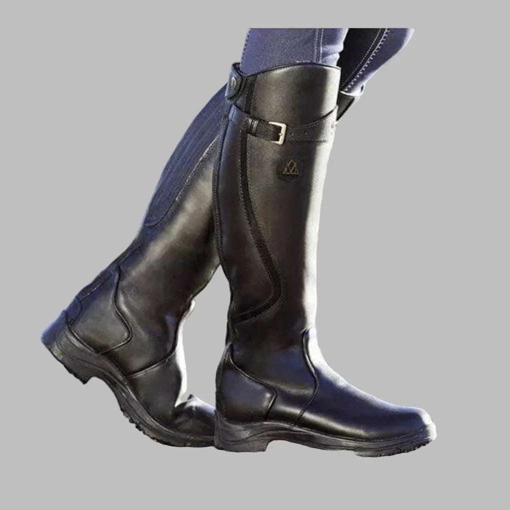 Women’s Knee-High Buckle Leather Boots
