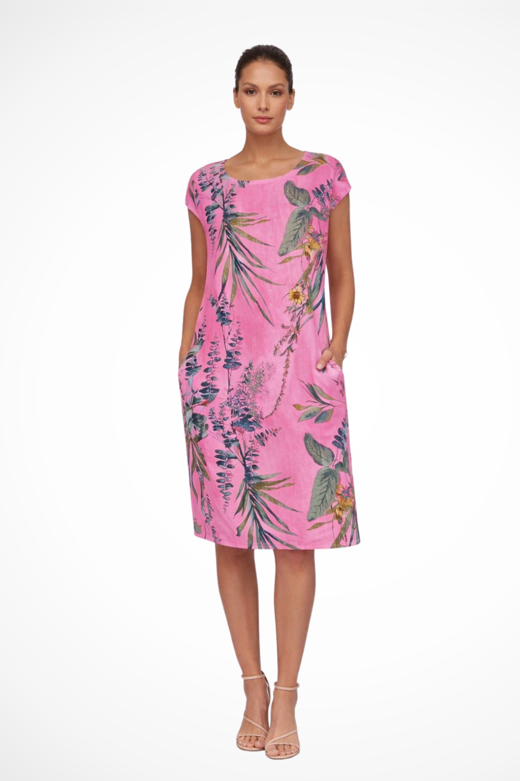 Floral Print Midi Dress for Women with Relaxed Feminine Silhouette