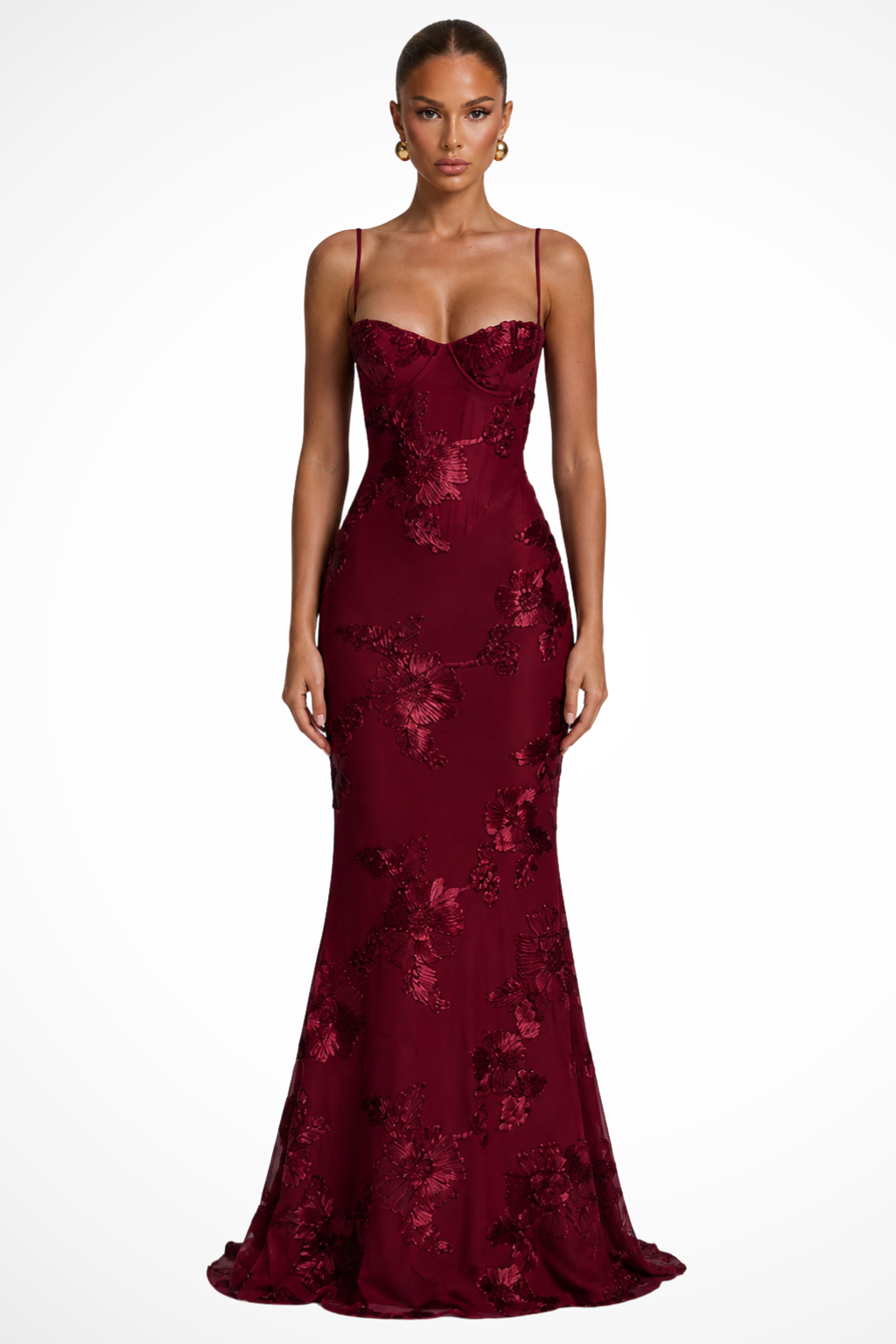 Women’s Embroidered Mermaid Maxi Evening Dress