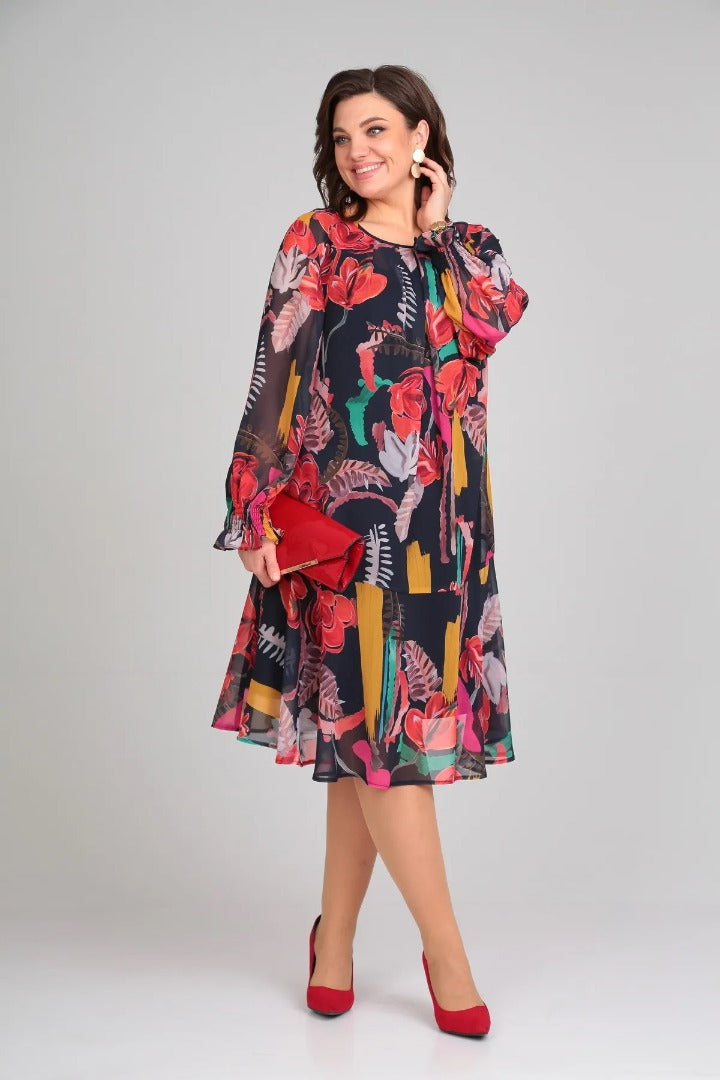Women's Floral Midi Dress Modern
