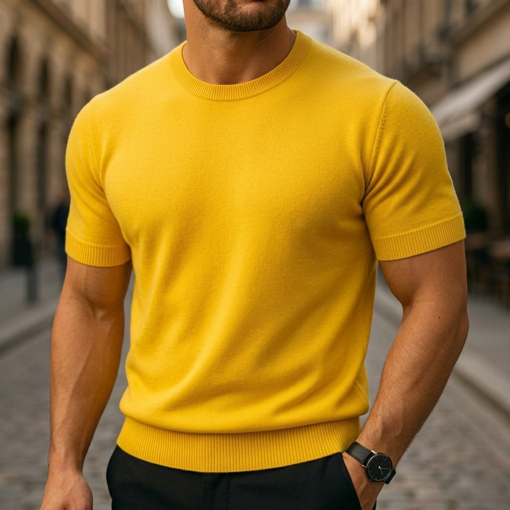 Men's Short Sleeve Knit T-Shirt with Crew Neck