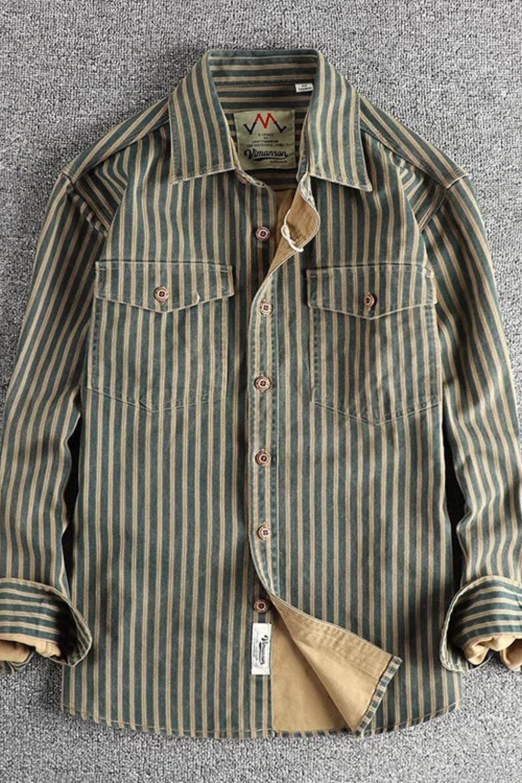Relaxed Fit Men’s Washed Striped Long Sleeve Shirt