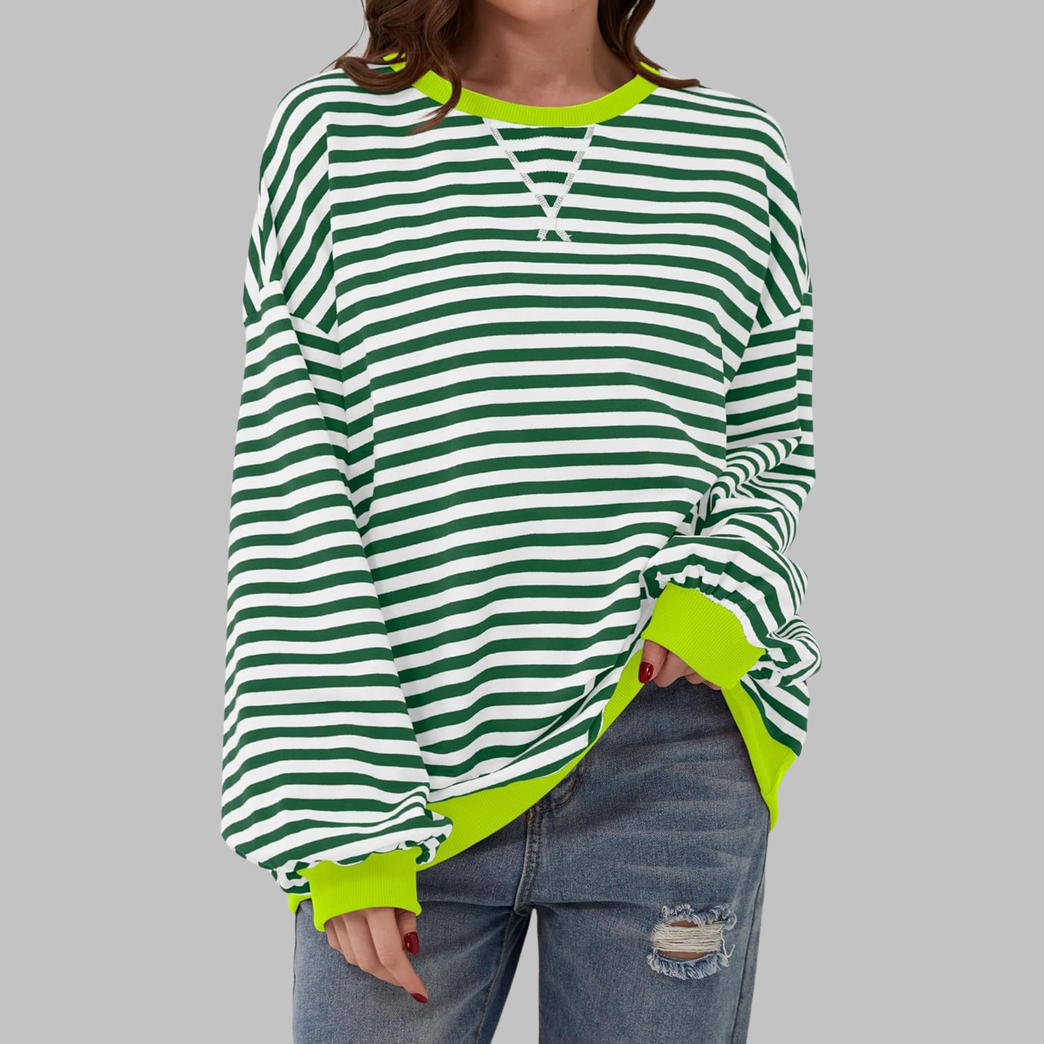 Women's Striped Long Sleeve Sweatshirt