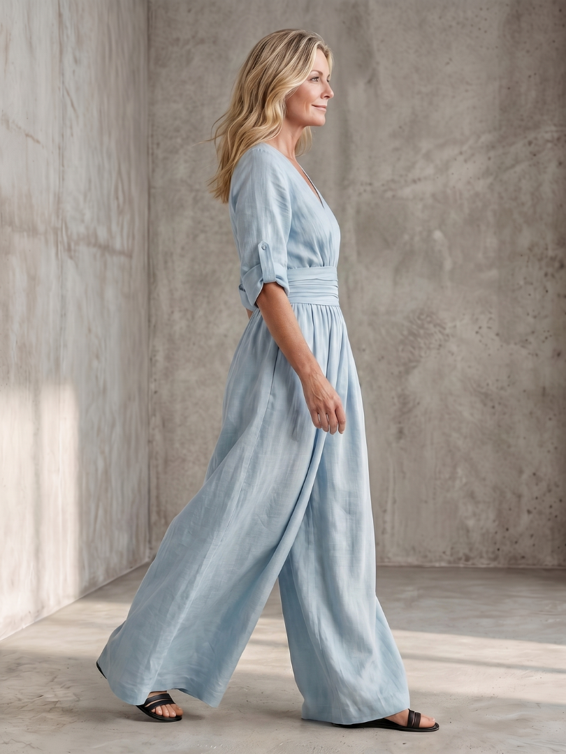 Women's Cross Front Wide Leg Jumpsuit