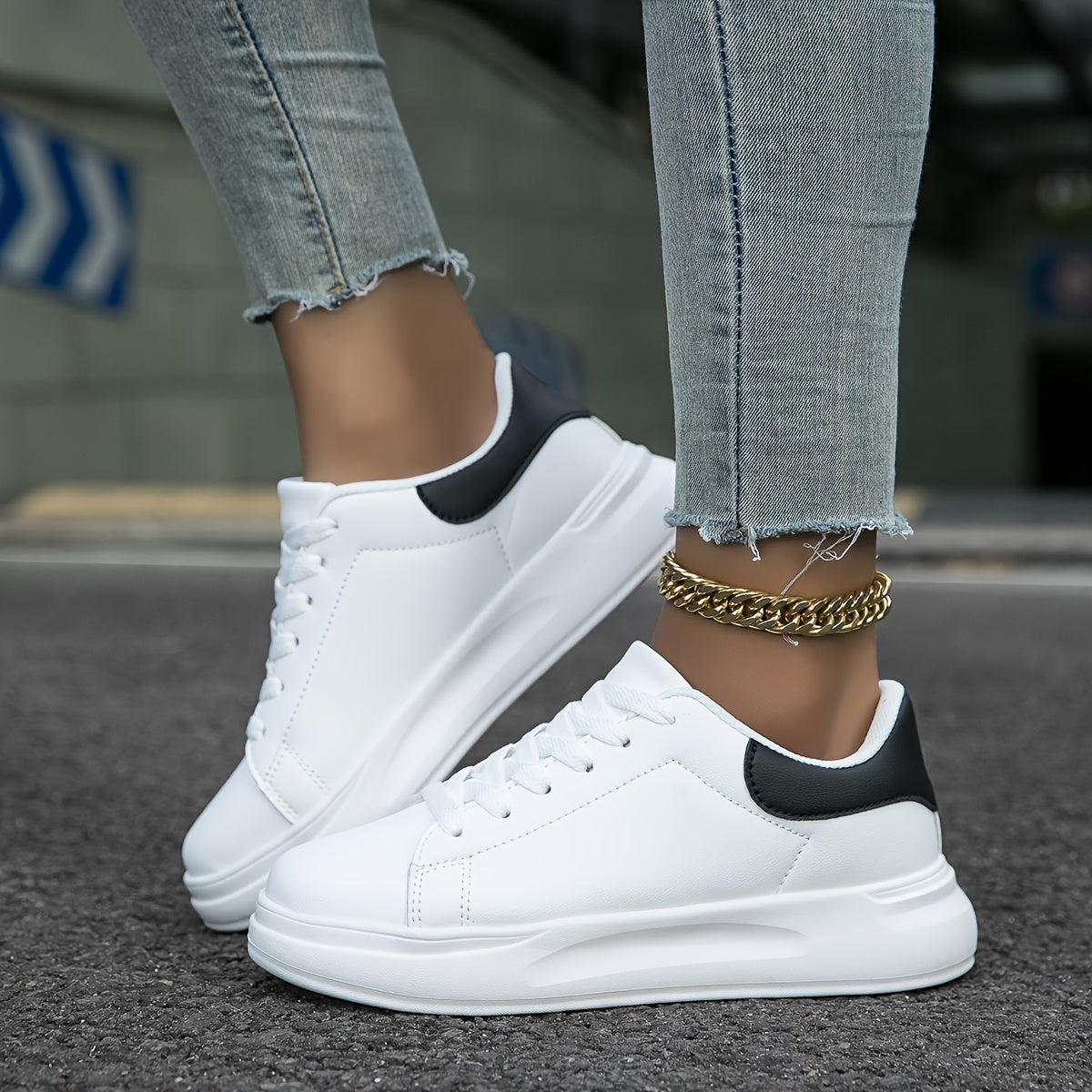 Stylish Women's Sneakers – Clean White Leather Casual Shoes