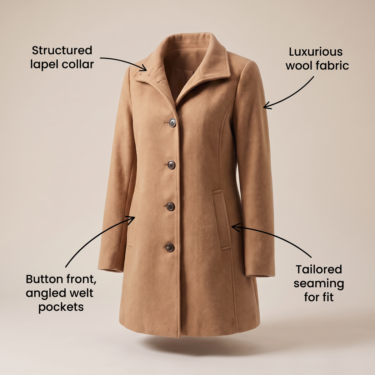Women's Classic Wool-Blend Longline Winter Coat