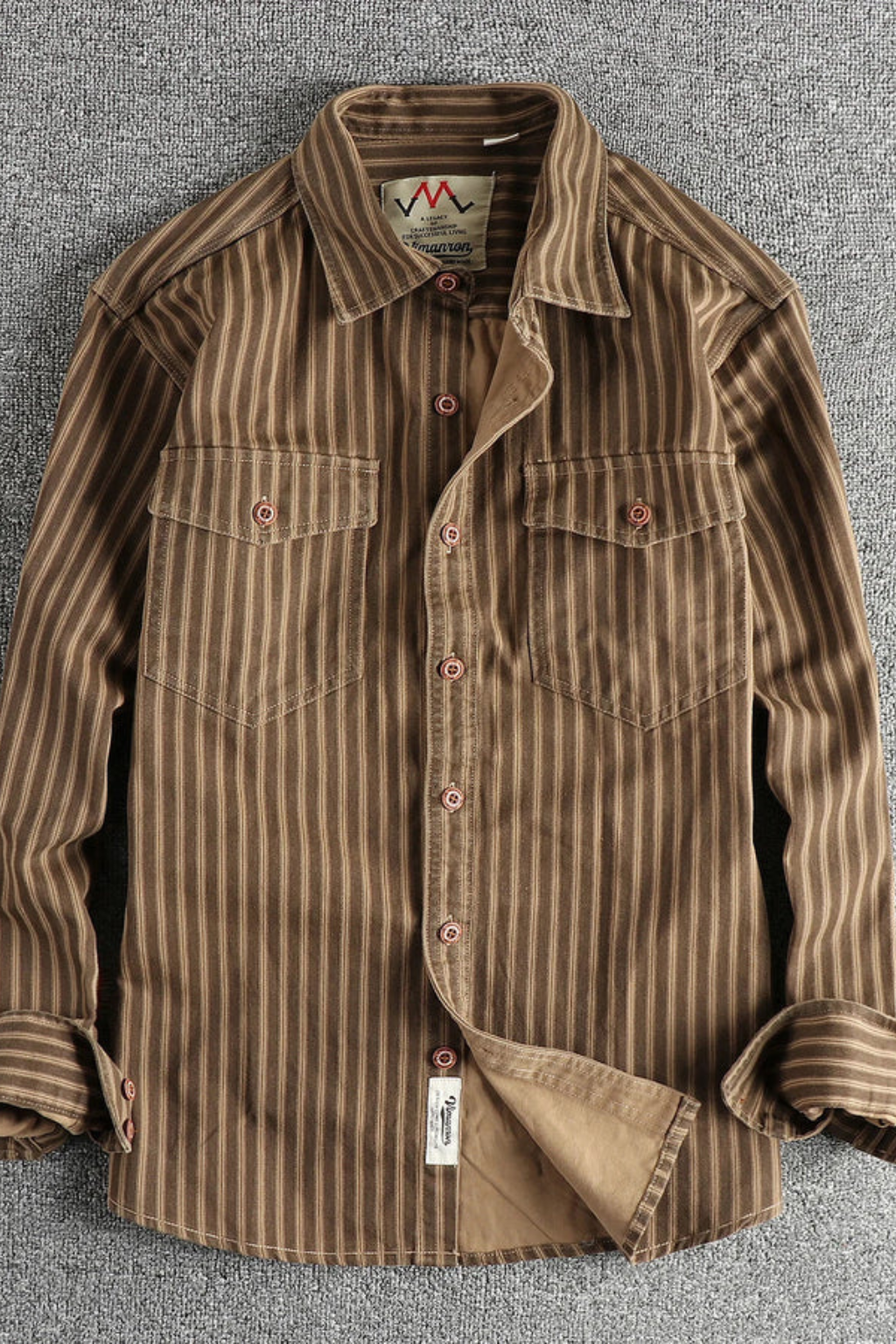 Relaxed Fit Men’s Washed Striped Long Sleeve Shirt