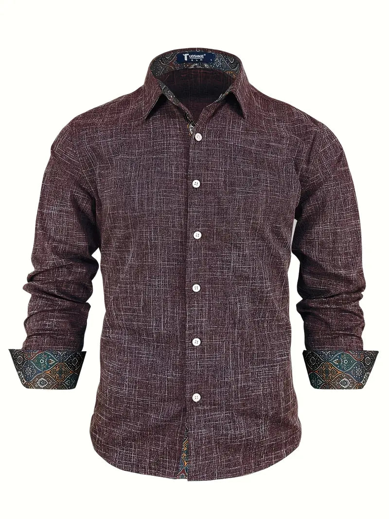 Men's Tailored Button-Up Shirt with Contrast Details