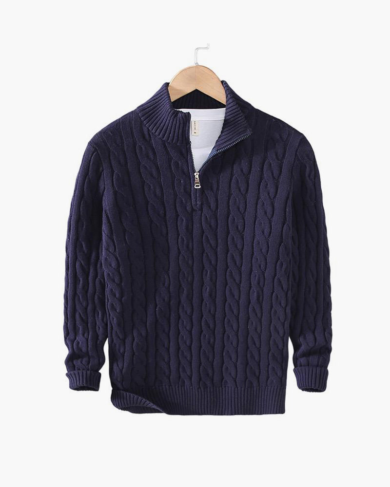 Men's Smart Cable Knit Zip-Up Sweater
