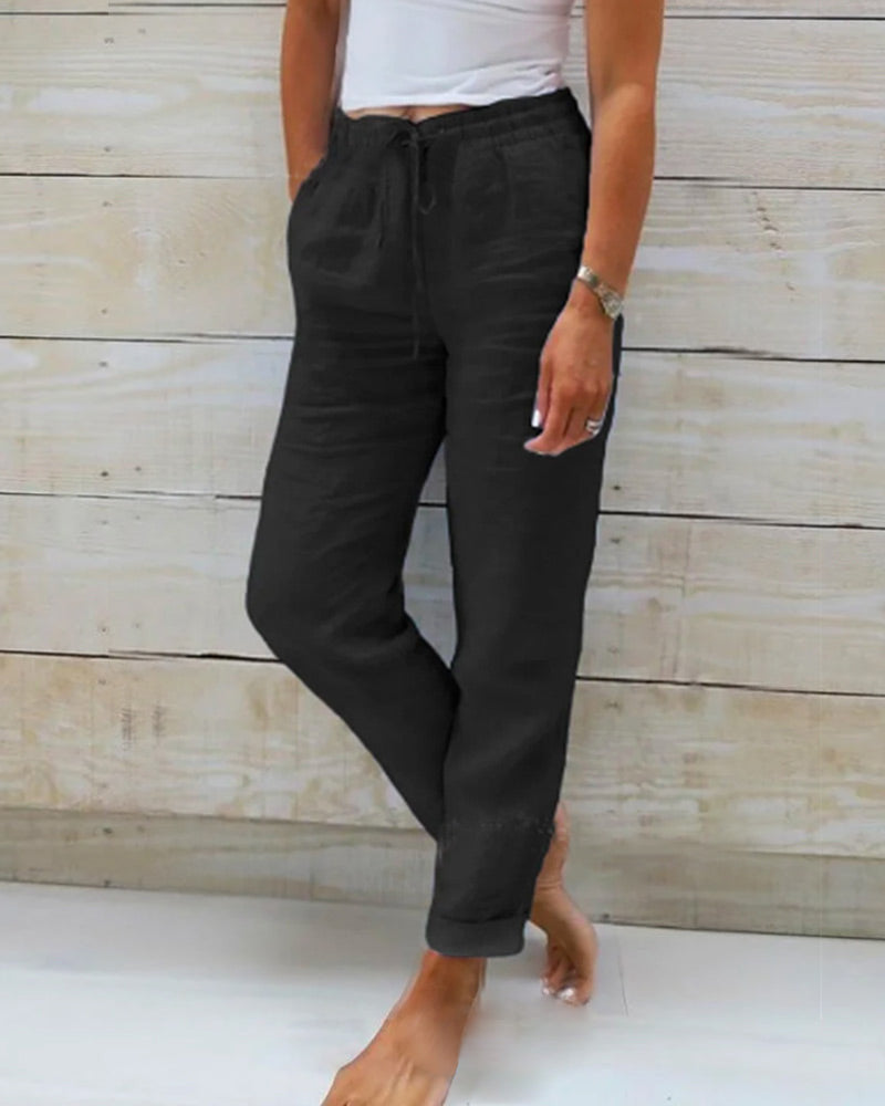 Women’s Relaxed Drawstring Casual Pants with Pockets