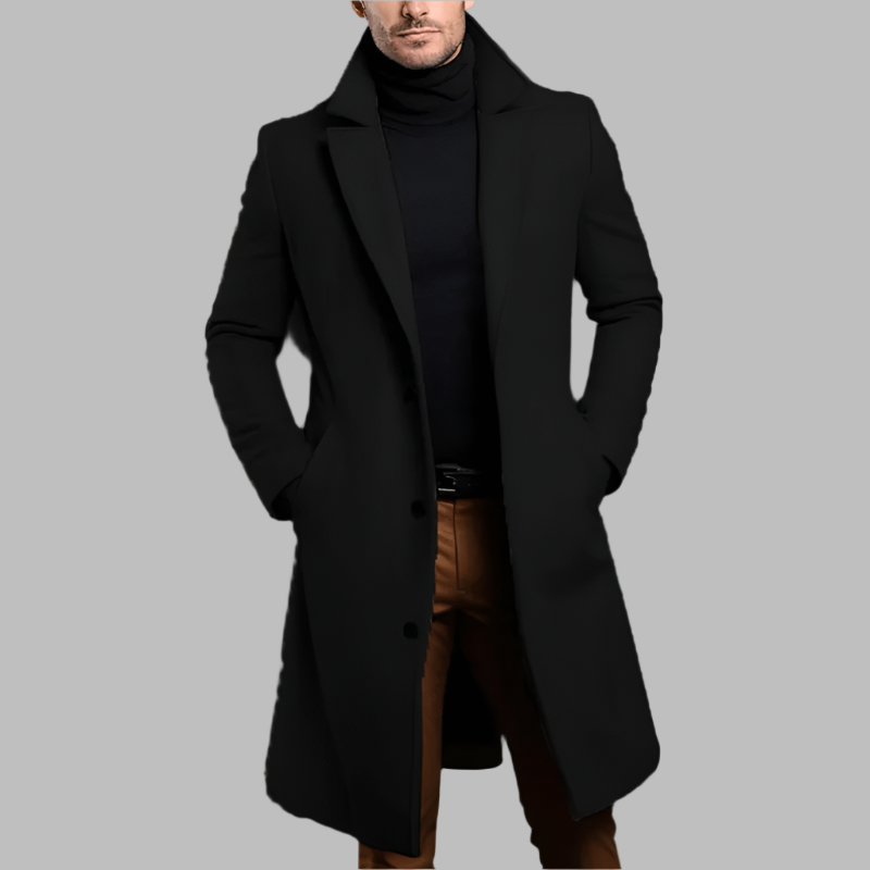 Men’s Longline Tailored Wool-Style Overcoat