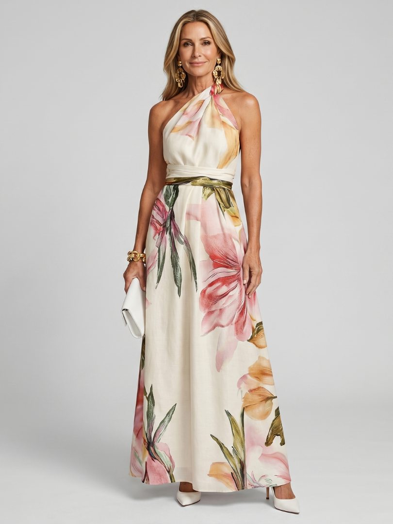 Women's Halter Maxi Dress Flowing Skirt