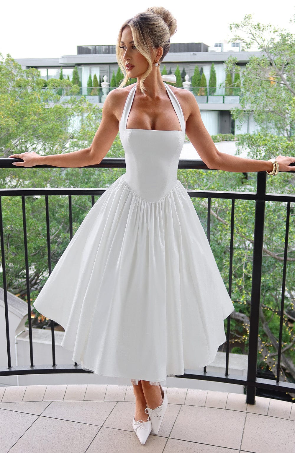Women’s Halter Neck Midi Dress for Weddings, Parties and Special Occasions