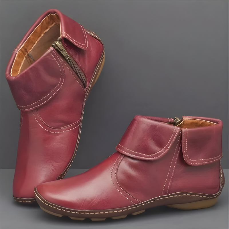 Women’s Casual Leather-Look Zip-Up Ankle Boots
