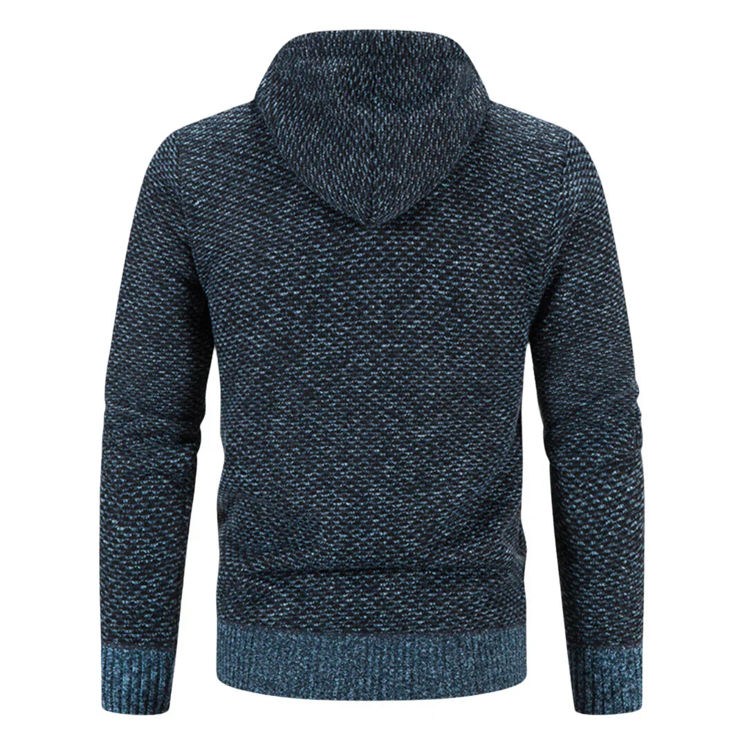 Men's Hooded Casual Zip-Up Knit Cardigan