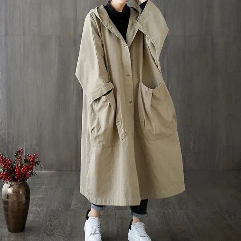 Stylish Oversized Women's Trench Coat | Waterproof with Pockets